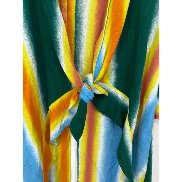 BCBGENERATION WOMEN'S STRIP COVER UP KIMONO BELL SLEEVE SIZE XL FRONT TIE - Picture 2 of 6